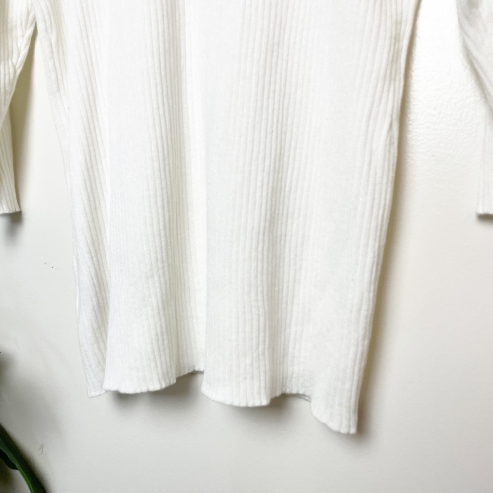 NWT Jennifer Lopez 2X White Ribbed Lace-Up Sweater Tunic Top Plus Size - Picture 6 of 9